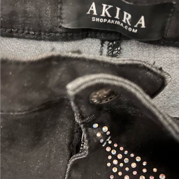AKIRA Black and Rhinestone Flex-Fit Pants - Picture 3 of 3